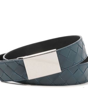 Bottega Veneta women’s Intrecciato Leather Belt Blue